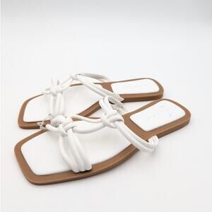 Azalea Wang Stetson Tubular Straps Knot Flat Sandals Women's White Size US8 EU39